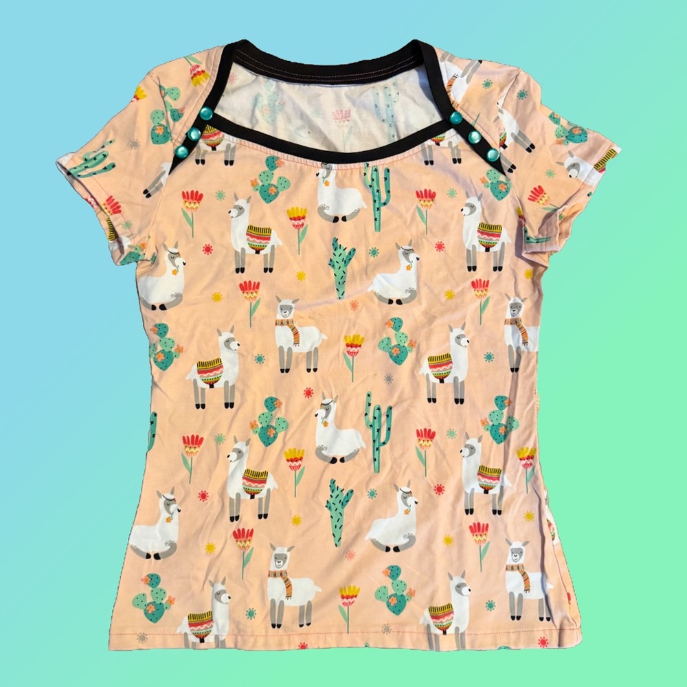 Womens Llama Print Retro Shirt